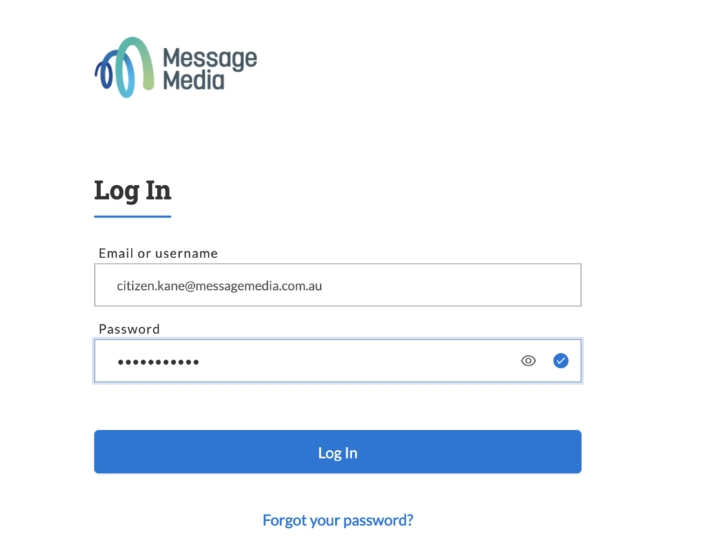 MessageMedia login page