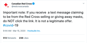 Test message scam warning from @redcrosscanada