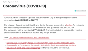 Example of subscribing to receive text alerts for Coronavirus updates