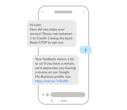 Example of SMS feedback survey