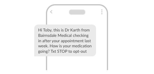 Check in SMS template healthcare