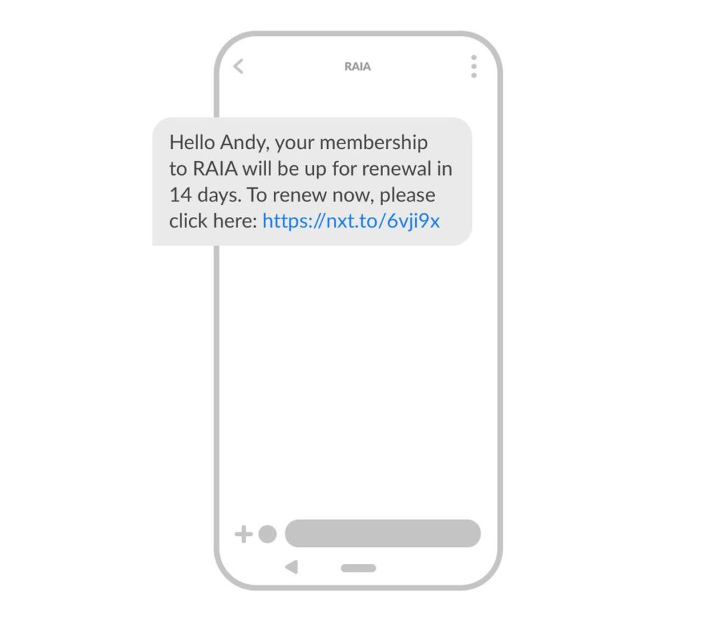 Membership renewal SMS template