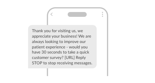 An example SMS a dentist might send to ask a client for a review