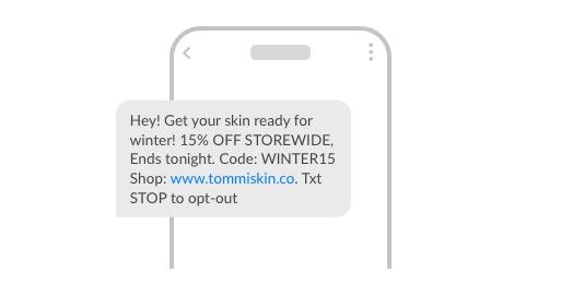 Marketing SMS template for Tommi Skin
