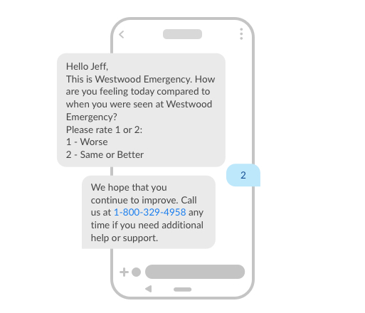 An example follow-up message to check in on a patient