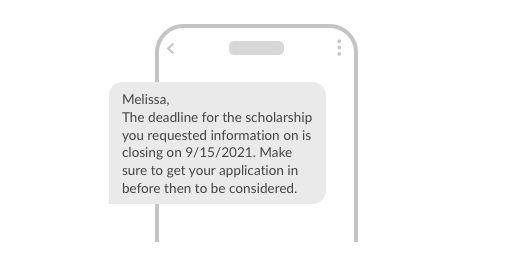 An example SMS for enrollment and applications for students