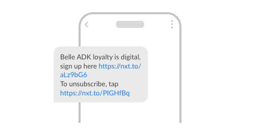 An example SMS that ADK sent to promote their loyalty card