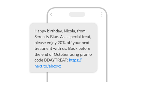 SMS example of birthday special