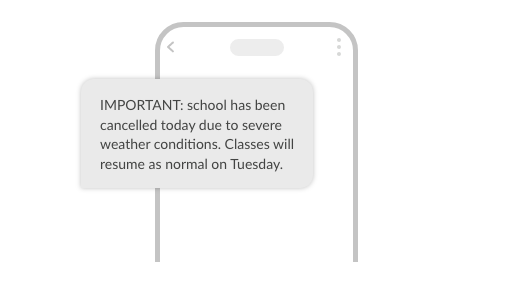 IMPORTANT: school has been cancelled today due to severe weather conditions. Classes will resume as normal on Tuesday.