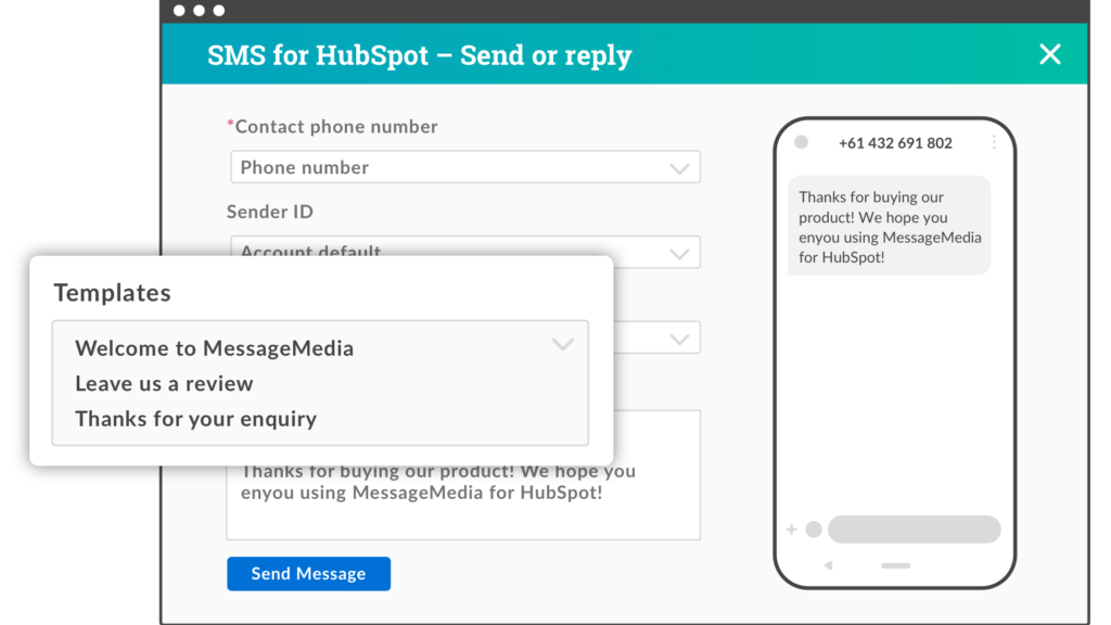 HubSpot SMS template